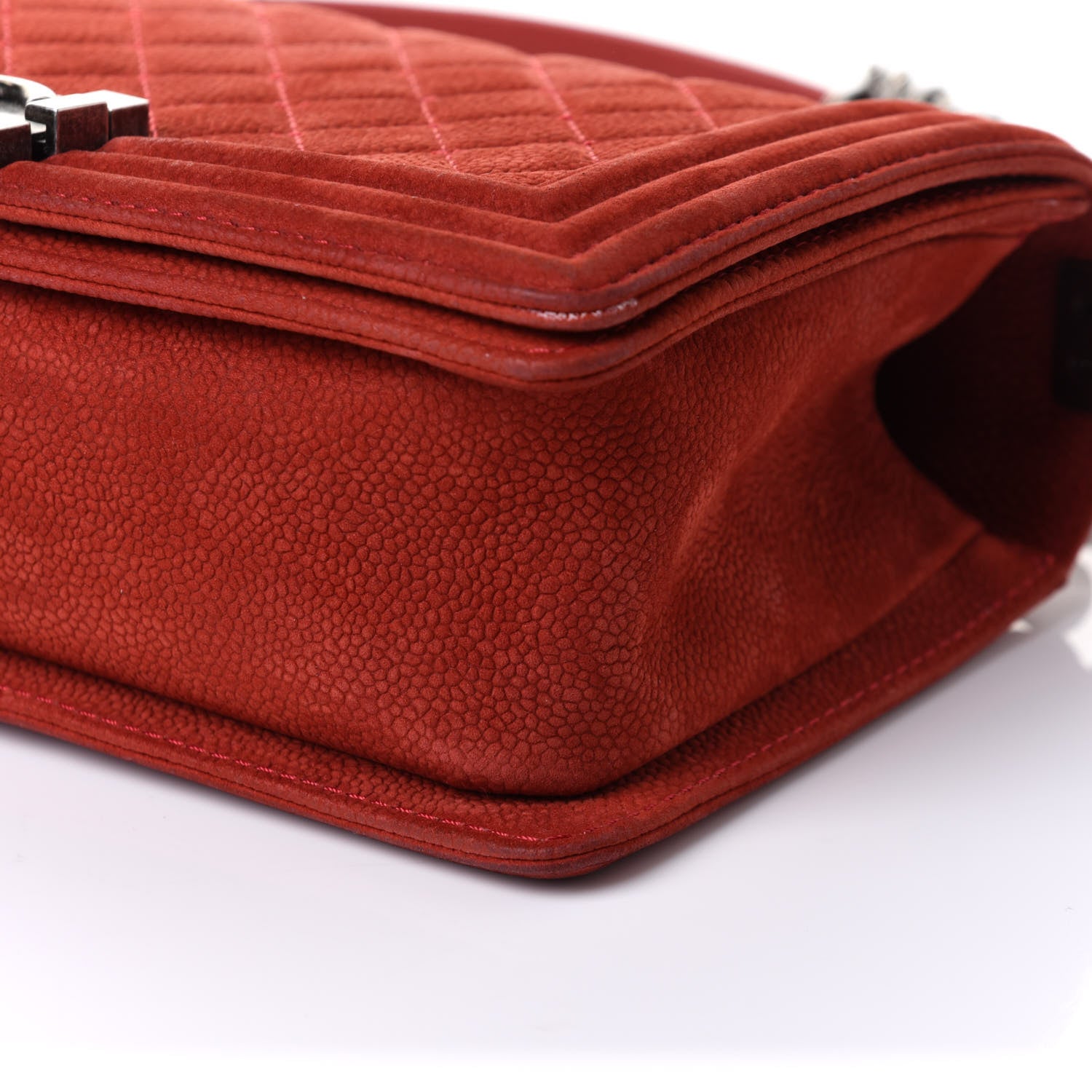 Chanel Suede Caviar Quilted Medium Boy Flap Red 10 of 11