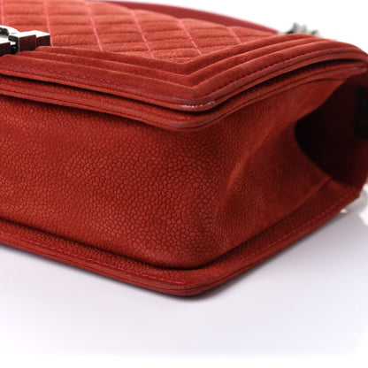 Chanel Suede Caviar Quilted Medium Boy Flap Red 10 of 11
