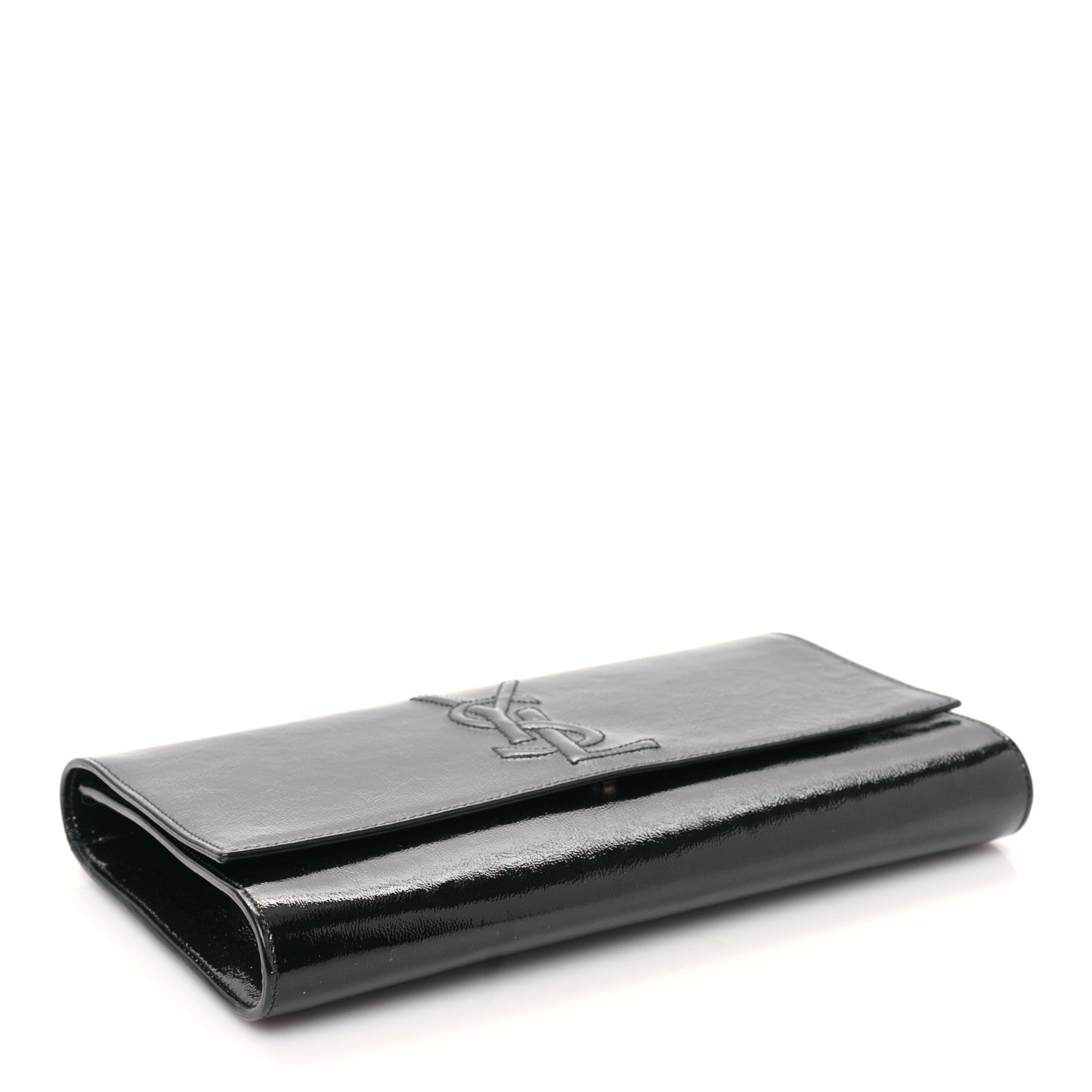 Saint Laurent Textured Patent Monogram Large Belle De Jour Clutch Black 4 of 8