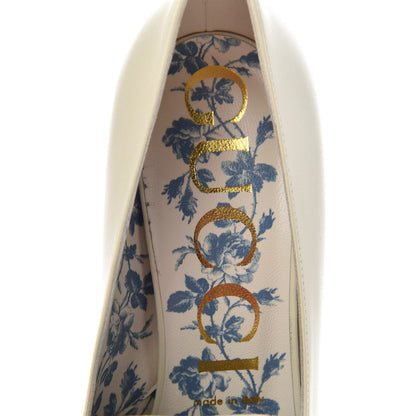 Gucci Malaga Kid GG Victoire 95mm Loafer Pumps 38 Vintage White 8 of 11