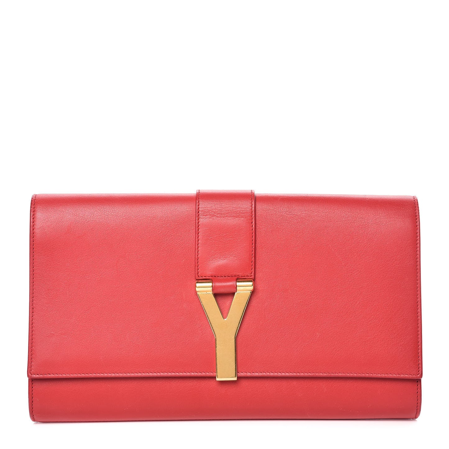 Calfskin Classic Y Ligne Clutch Red