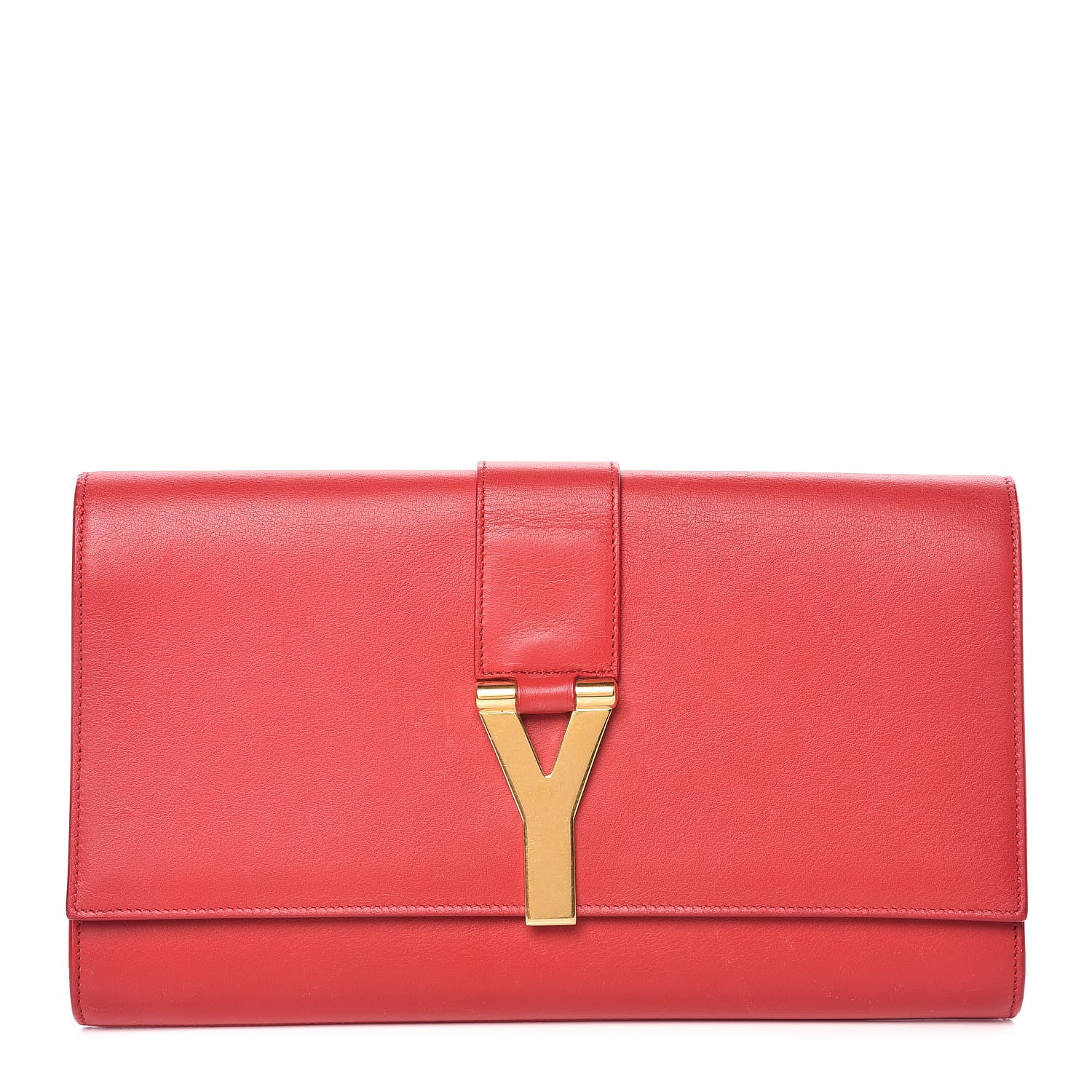 Saint Laurent Calfskin Classic Y Ligne Clutch Red 1 of 17