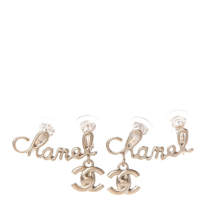 Chanel Metal Logo CC Turnlock Clip On Earrings Gold 1 of 5