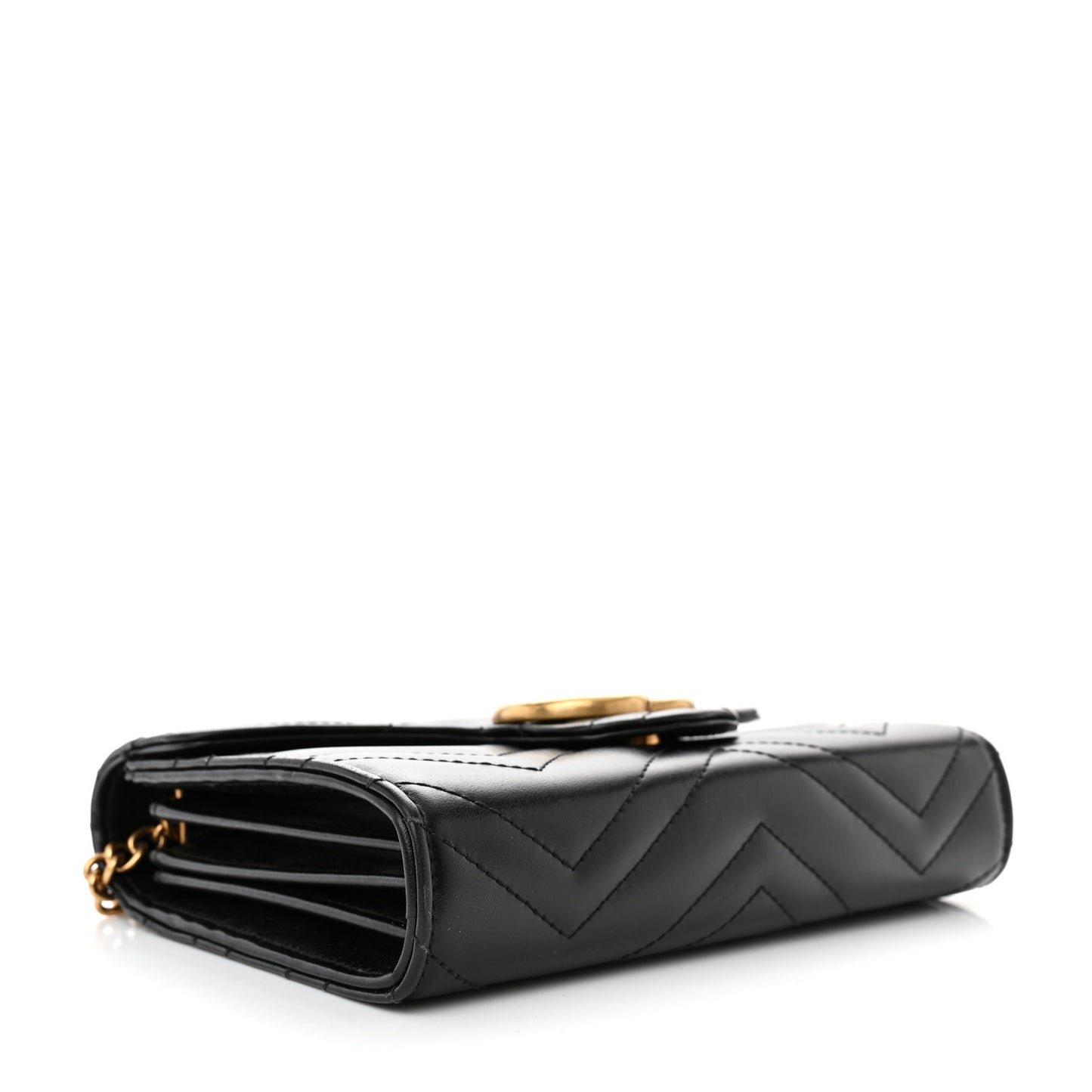 Calfskin Matelasse GG Marmont Chain Wallet Black