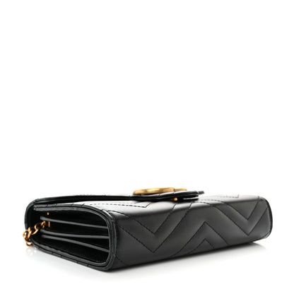 Gucci Calfskin Matelasse GG Marmont Chain Wallet Black 4 of 11