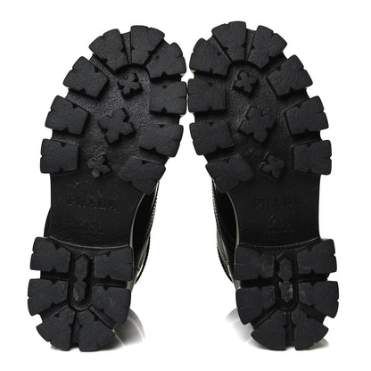 Prada Spazzolato Rois Nylon Metal Triangle Logo Monolith Pouch Pocket 55mm Boots 38 Black 7 of 14