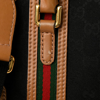 Gucci Monogram Textured Dollar Calfskin Web Mini Bauletto Duffle Top Handle Bag Black Koi Beige 12 of 13