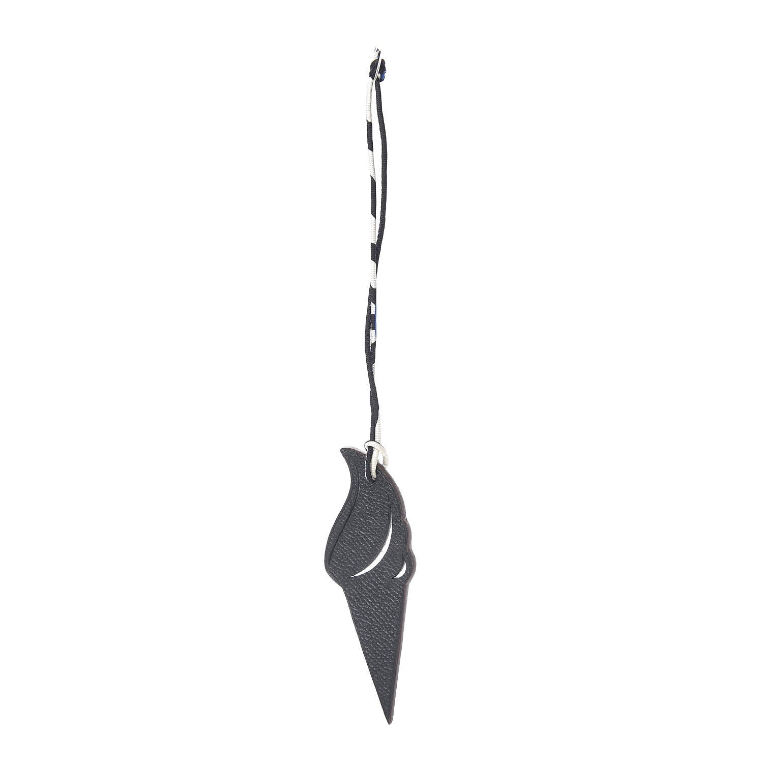 Hermes Epsom Togo Petit H Ice Cream Bag Charm Black Gris Mouette 1 of 4