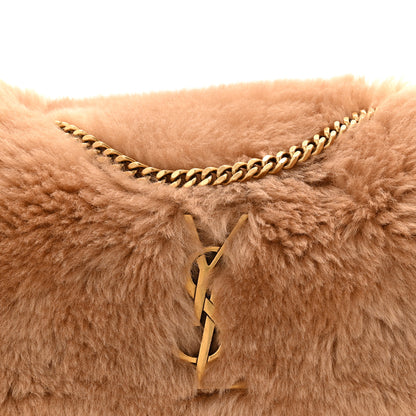 Saint Laurent Shearling Calfskin Small Reversible Monogram Kate Satchel Ecru Dark Brown 12 of 17