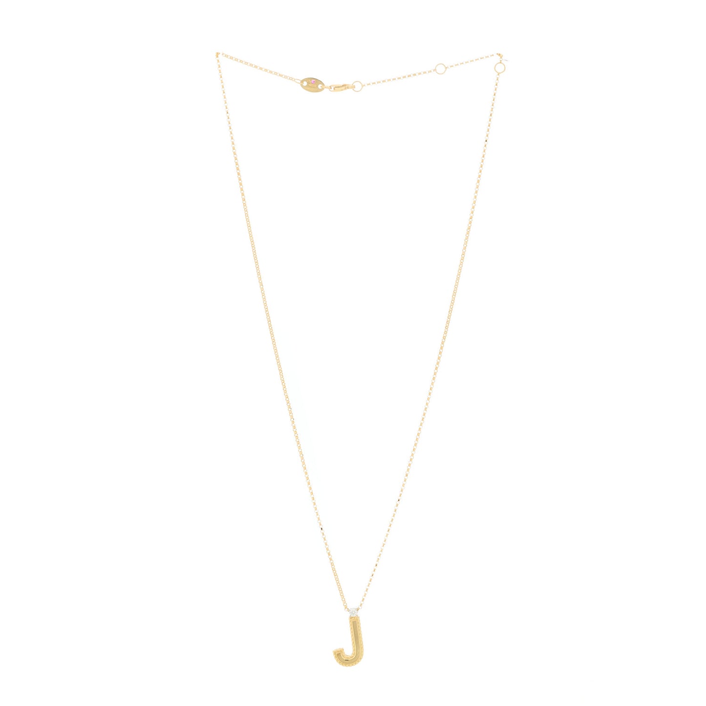18K Yellow Gold Diamond Princess Block Letter J Pendant Necklace