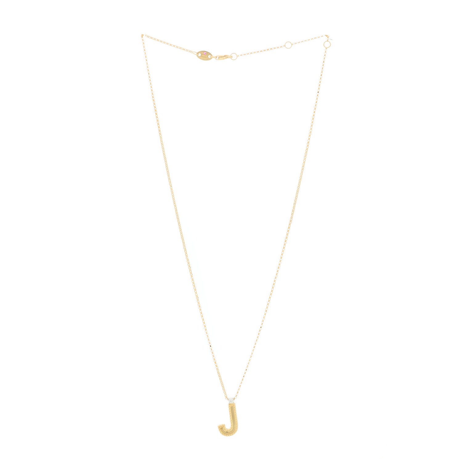 Roberto Coin 18K Yellow Gold Diamond Princess Block Letter J Pendant Necklace 3 of 5
