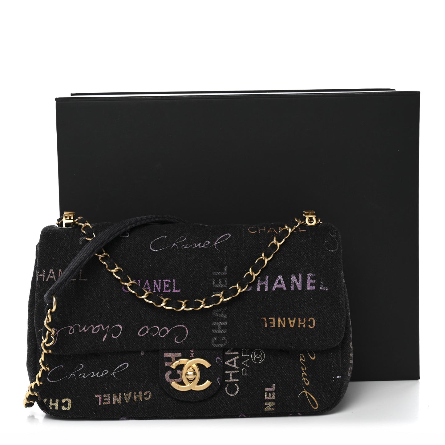 Denim Quilted Denim Mood Large Flap Black Multicolor