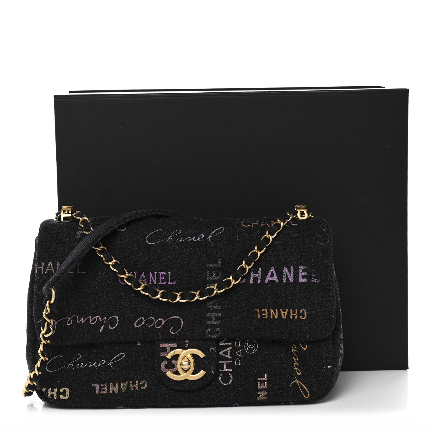 Chanel Denim Quilted Denim Mood Large Flap Black Multicolor 11 of 11