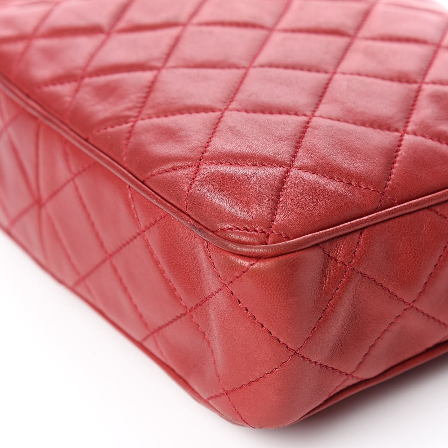 Lambskin Quilted Tassel Camera Case Red