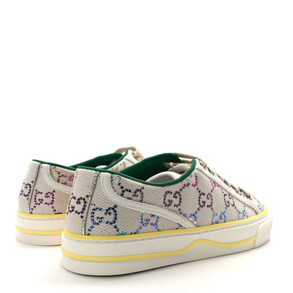 Gucci Canvas Lame Crystal GG Monogram Womens 1977 Tennis Sneakers 36 Gardenia Silver Mystic White 4 of 8
