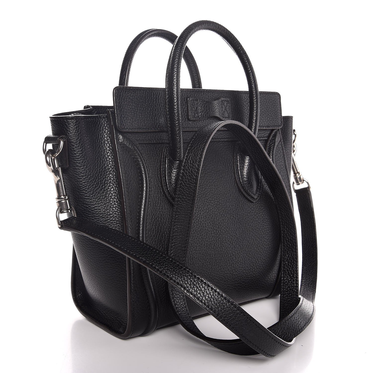 Celine Drummed Calfskin Nano Luggage Black 5 of 8