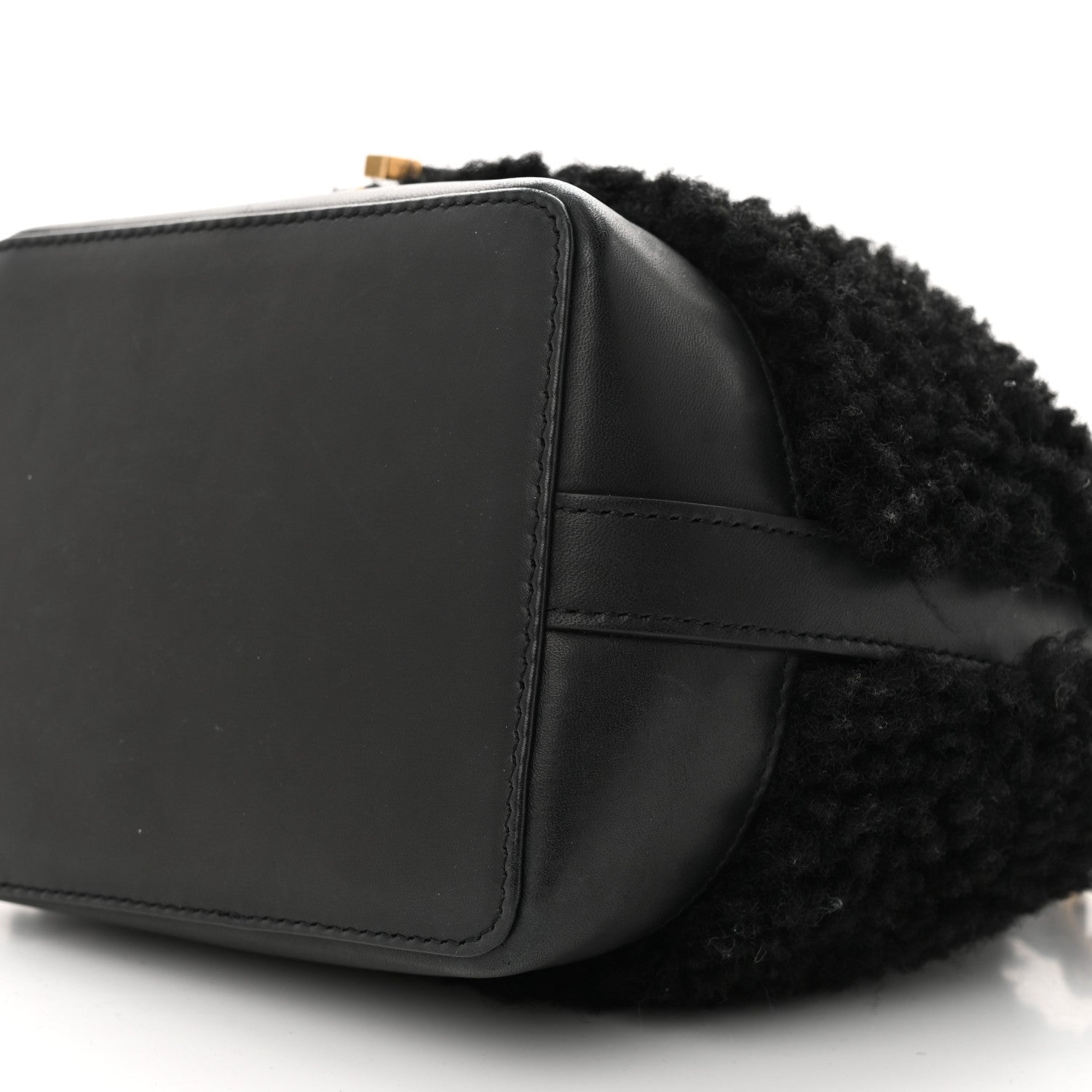 Saint Laurent Shearling Calfskin Small Emmanuelle Bucket Bag Black 10 of 12