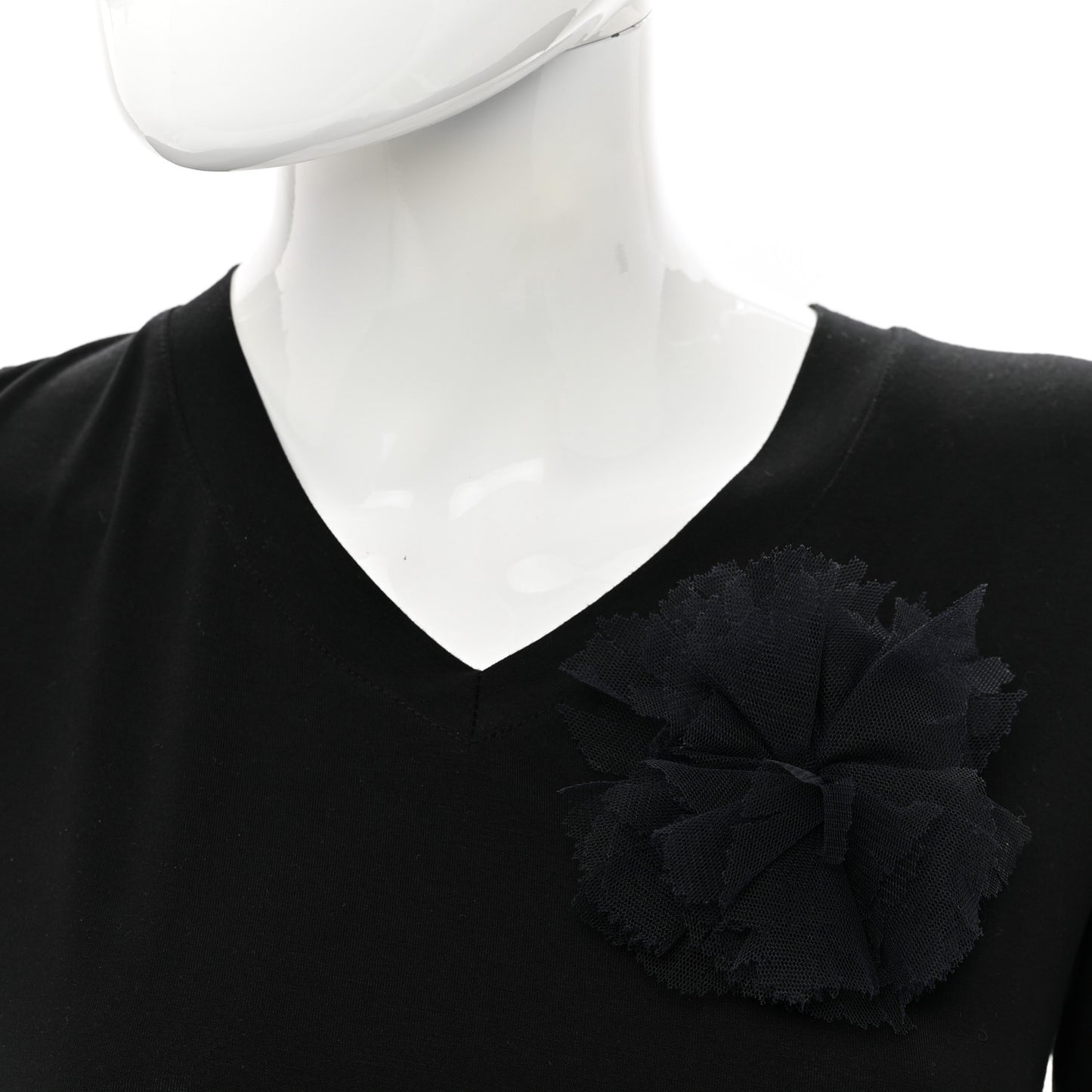 Tulle Camellia Brooch Black