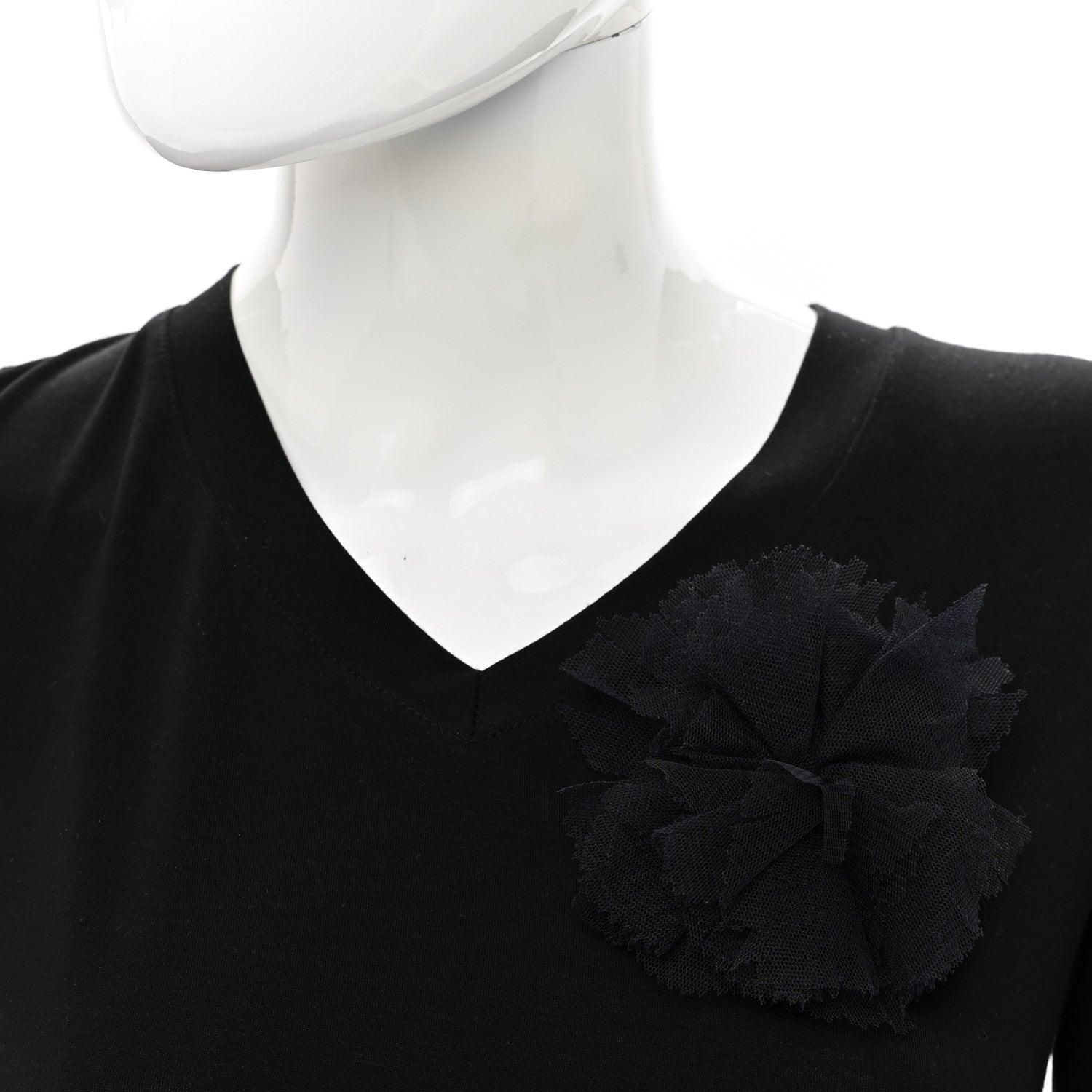Chanel Tulle Camellia Brooch Black 2 of 4