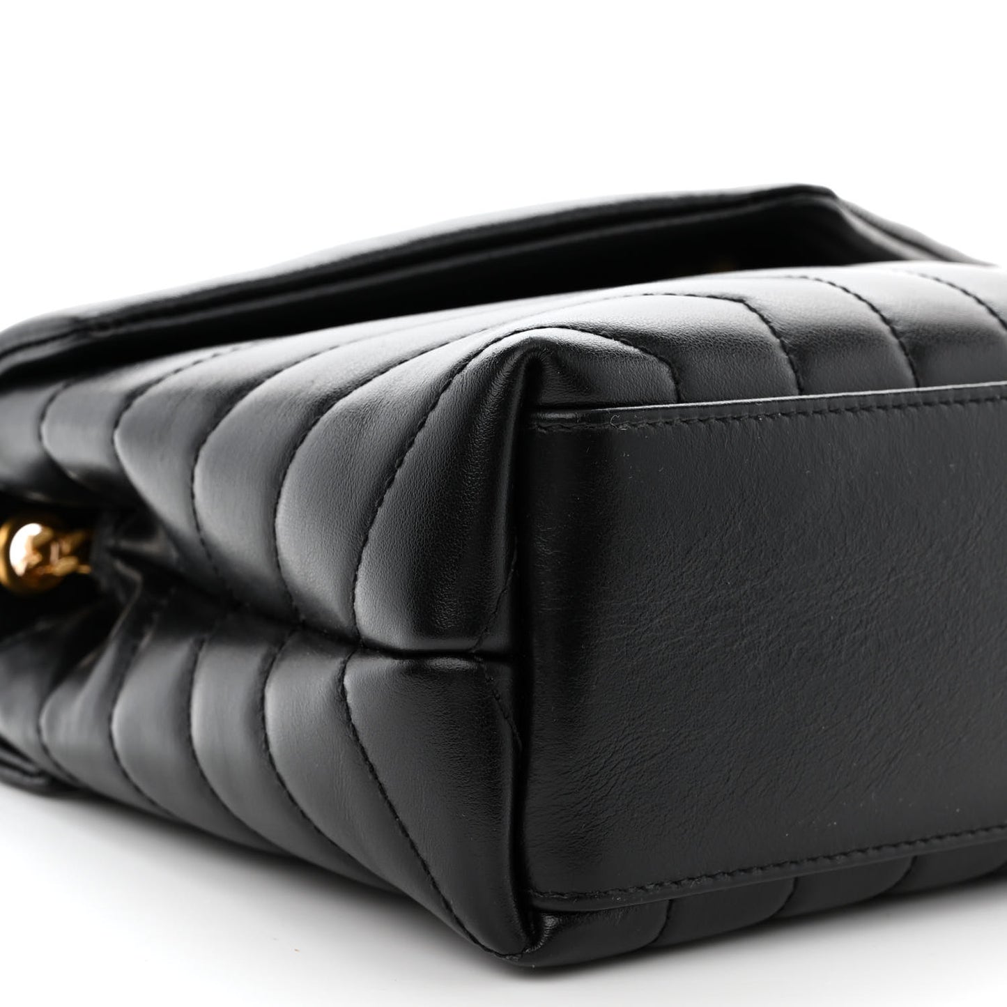 Calfskin Y Quilted Monogram Small Loulou Chain Satchel Black