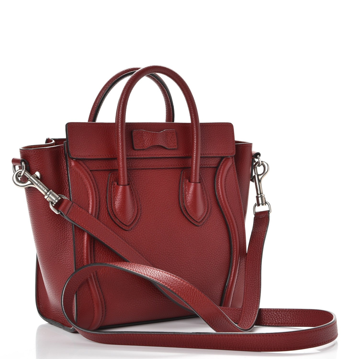 Celine Drummed Calfskin Nano Luggage Merlot 3 of 8