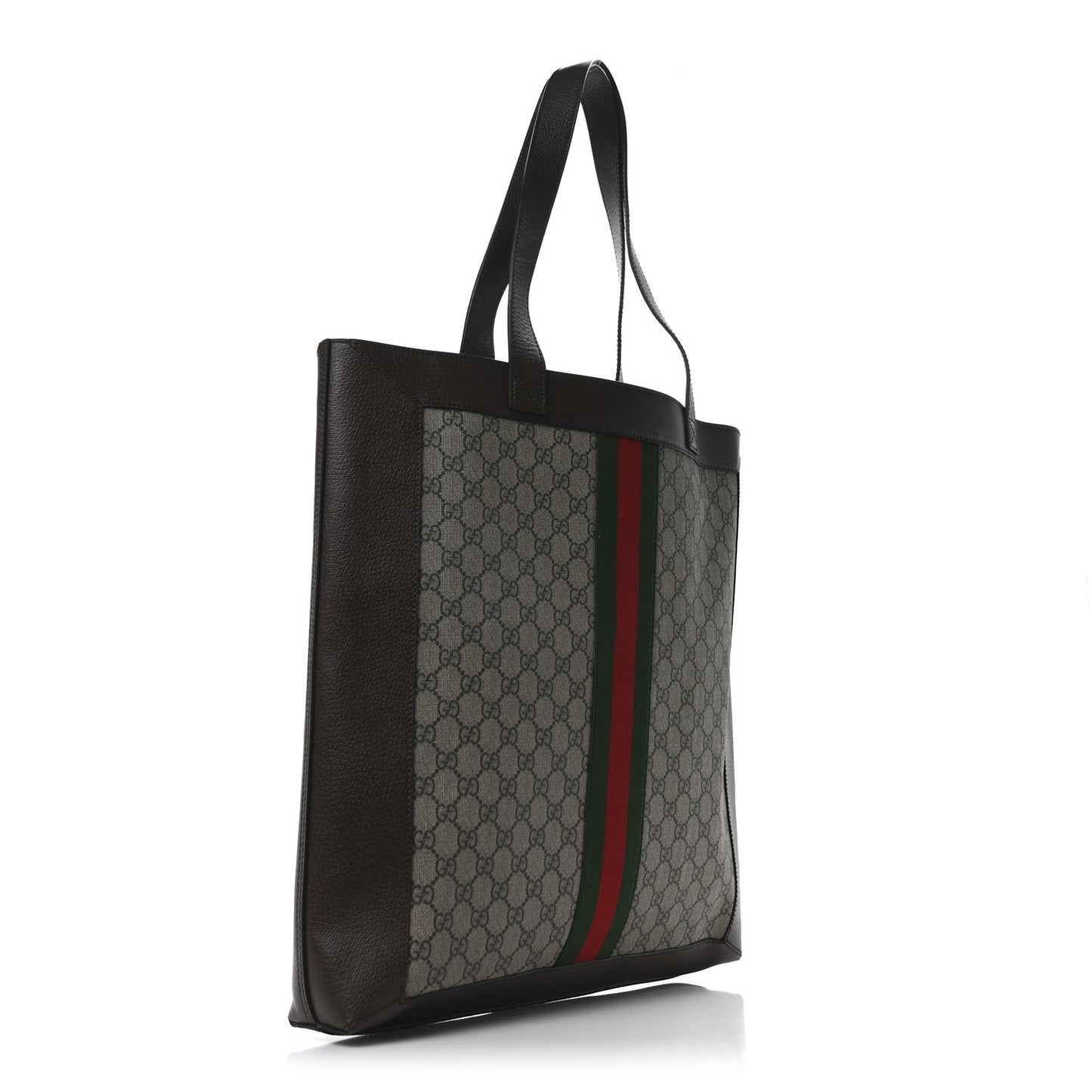 GG Supreme Monogram Web Large Ophidia Vertical Shopping Tote  Brown