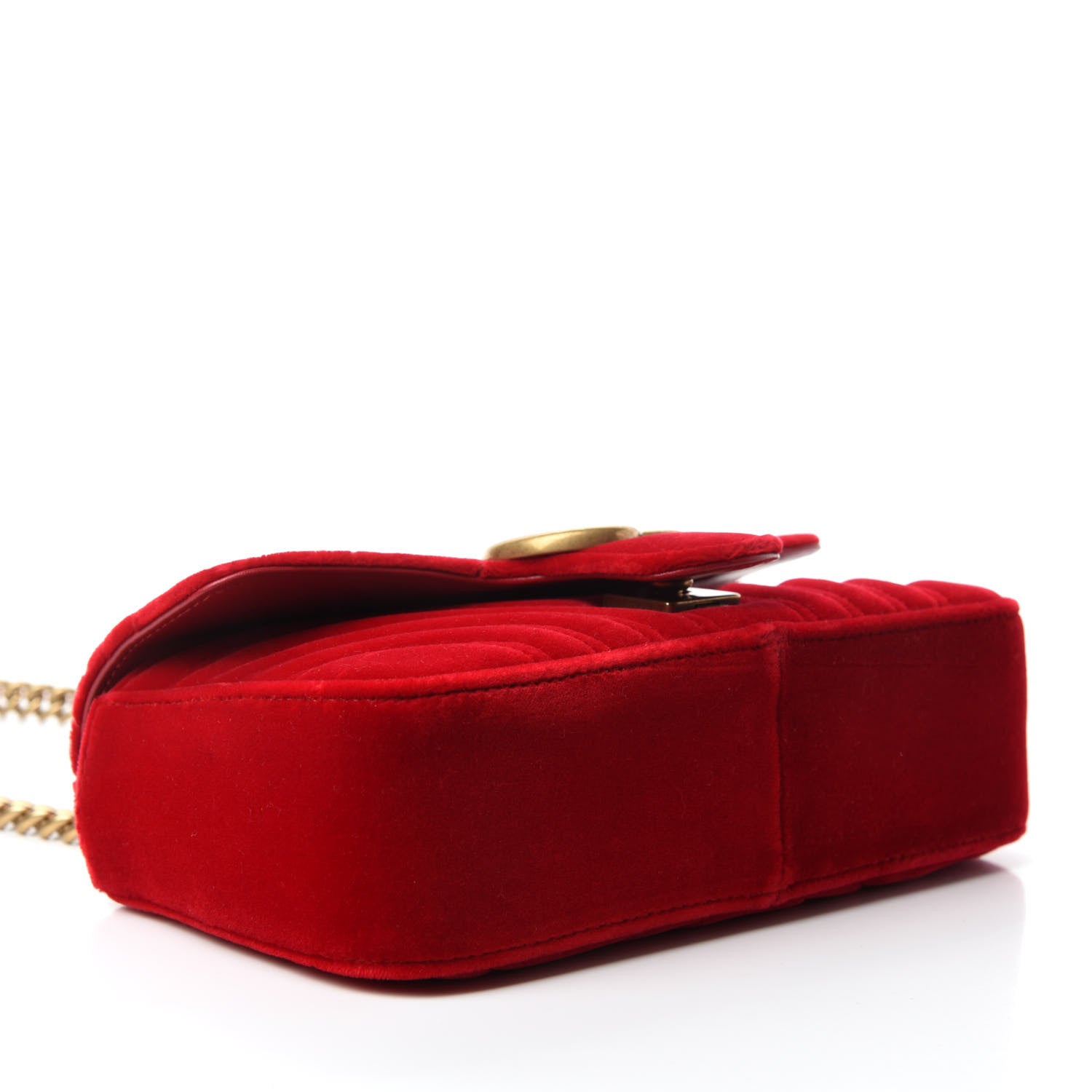 Gucci Velvet Matelasse Mini GG Marmont Shoulder Bag Hibiscus Red 5 of 11