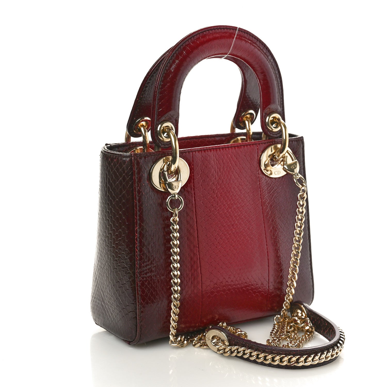 Christian Dior Snakeskin Gradient Mini Lady Dior Red 2 of 10