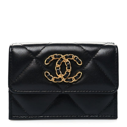 Chanel Lambskin Quilted Small Chanel 19 Flap Wallet Black 1 of 8