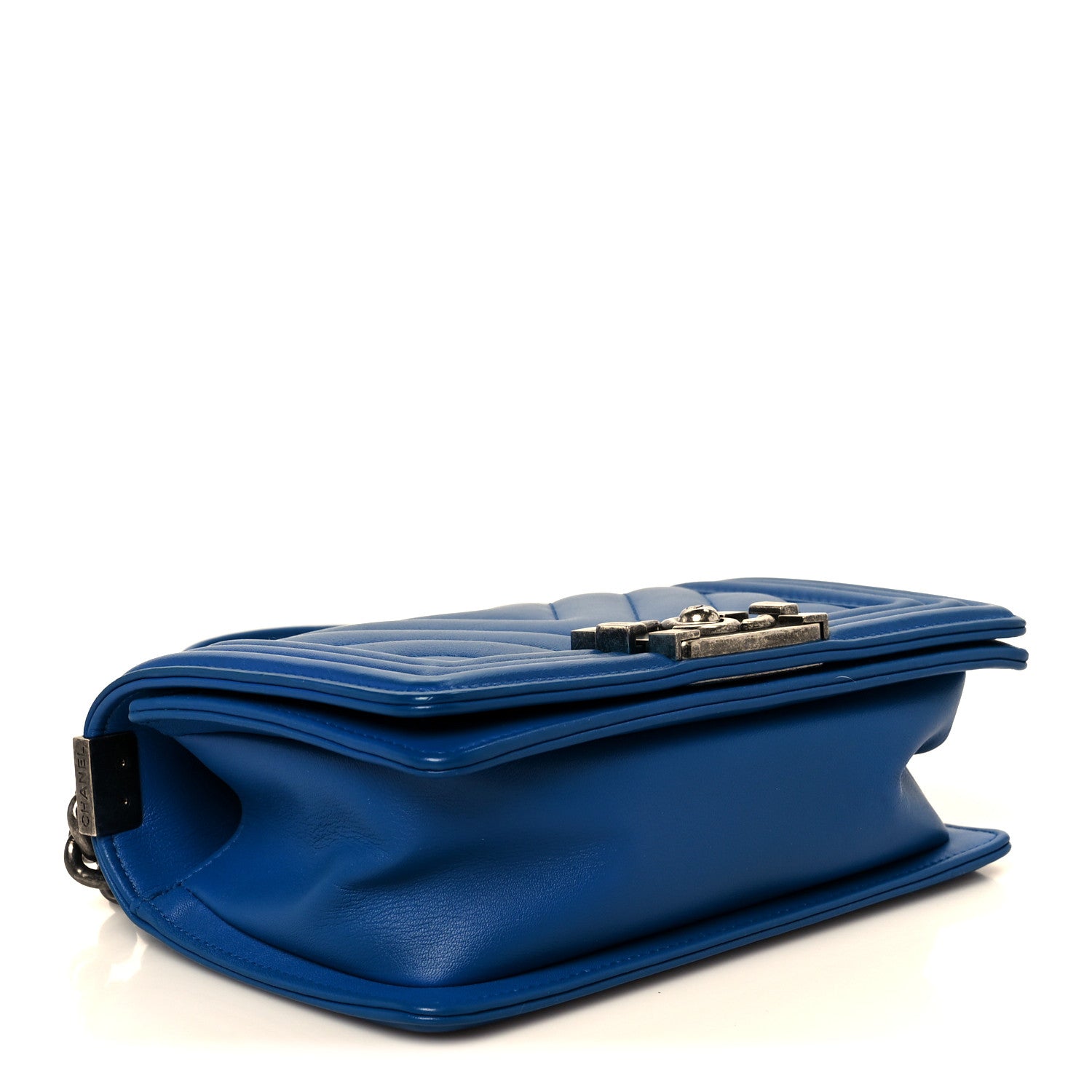 Chanel Lambskin Chevron Quilted Small Boy Flap Blue 4 of 10