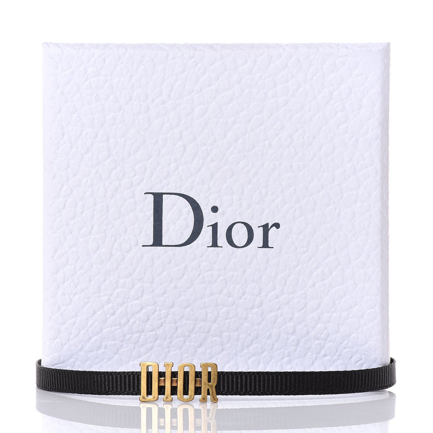 Grosgrain Ribbon Dior Logo Choker Necklace Black