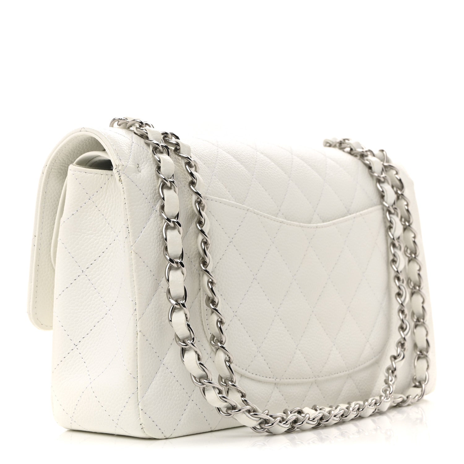 Chanel Caviar Quilted Medium Double Flap White 3 of 15