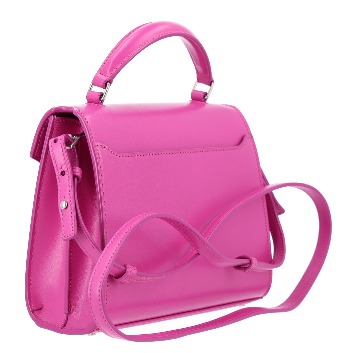 Saint Laurent Calfskin Mini Classic Monogram Cassandra Top Handle Bag Electric Fuchsia 3 of 11