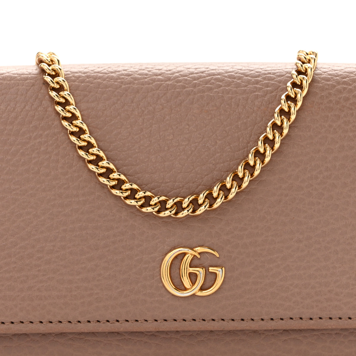 Gucci Dollar Calfskin Petite GG Marmont Wallet Chain Bag Porcelain Rose 8 of 15
