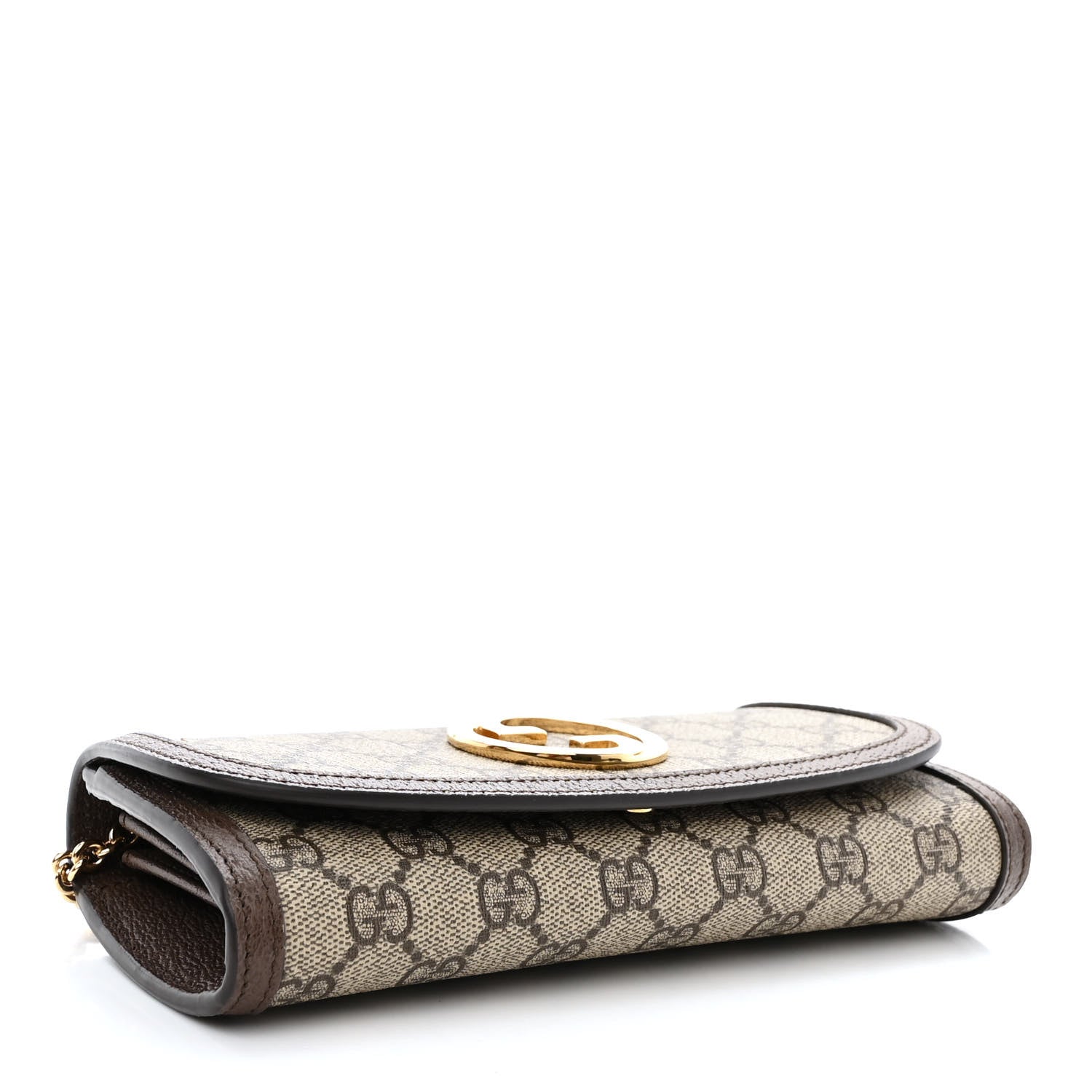 Gucci GG Supreme Monogram Textured Dollar Calfskin Blondie Continental Chain Wallet Beige Ebony New Acero 4 of 11