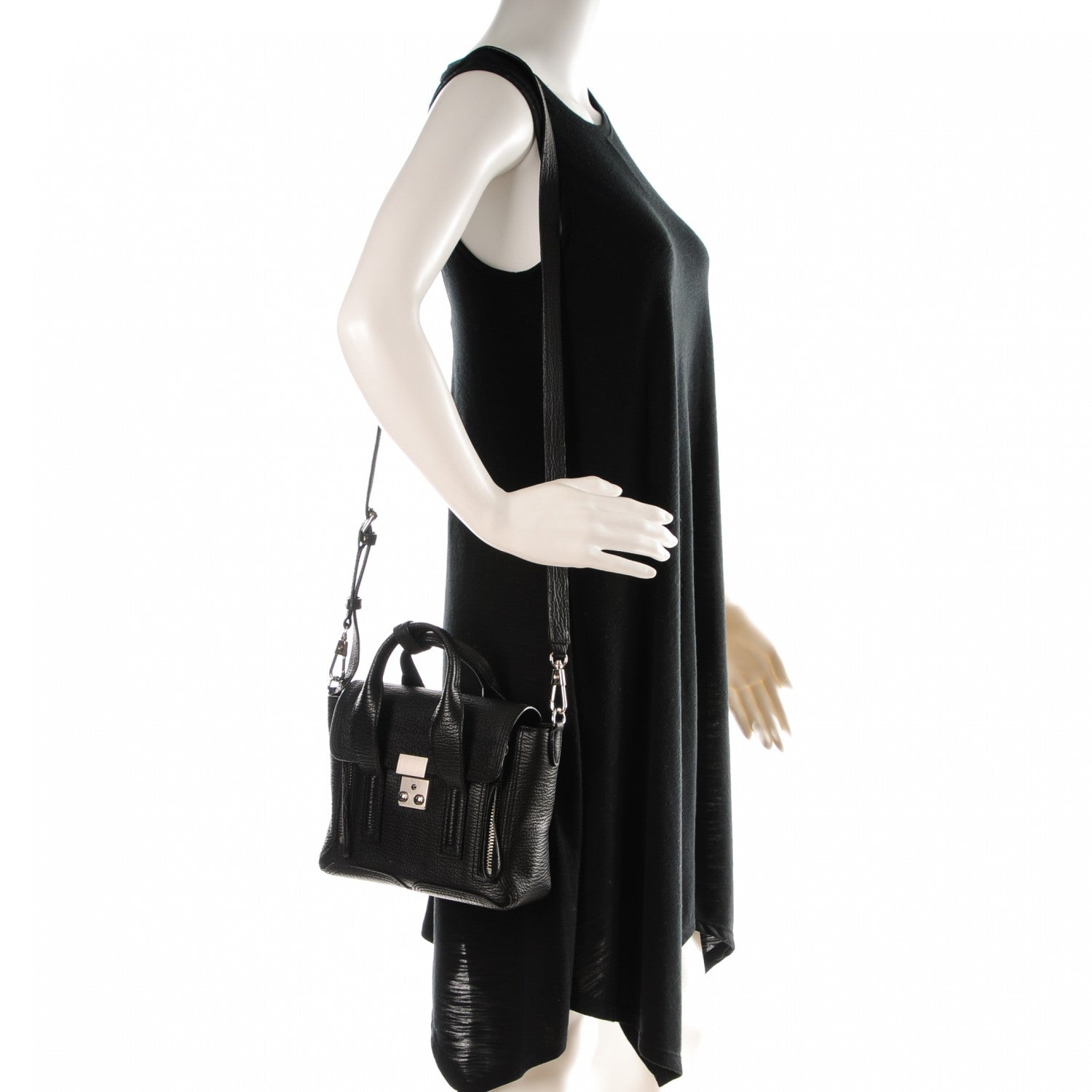 3.1 Phillip Lim 3.1 Textured Calfskin Mini Pashli Satchel Black 2 of 8