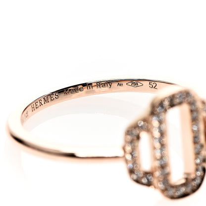 Hermes 18K Rose Gold Diamond Attelage Ring 52 6 4 of 5