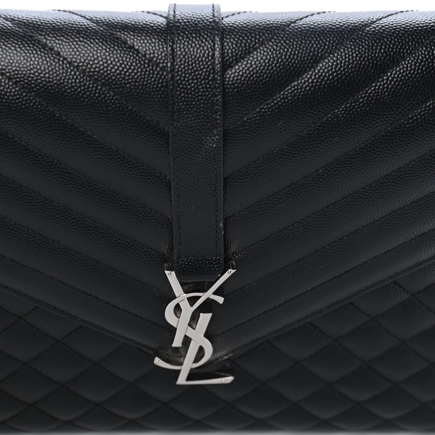 Grain De Poudre Textured Mixed Matelasse Large Triquilt Monogram Satchel Black