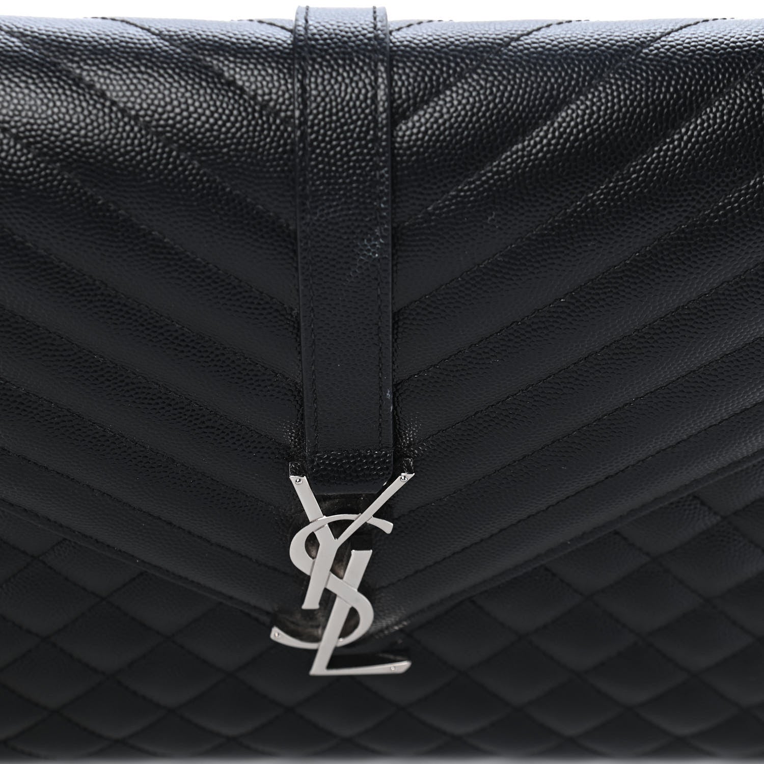 Saint Laurent Grain De Poudre Textured Mixed Matelasse Large Triquilt Monogram Satchel Black 9 of 9