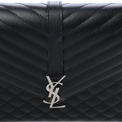 Saint Laurent Grain De Poudre Textured Mixed Matelasse Large Triquilt Monogram Satchel Black 9 of 9