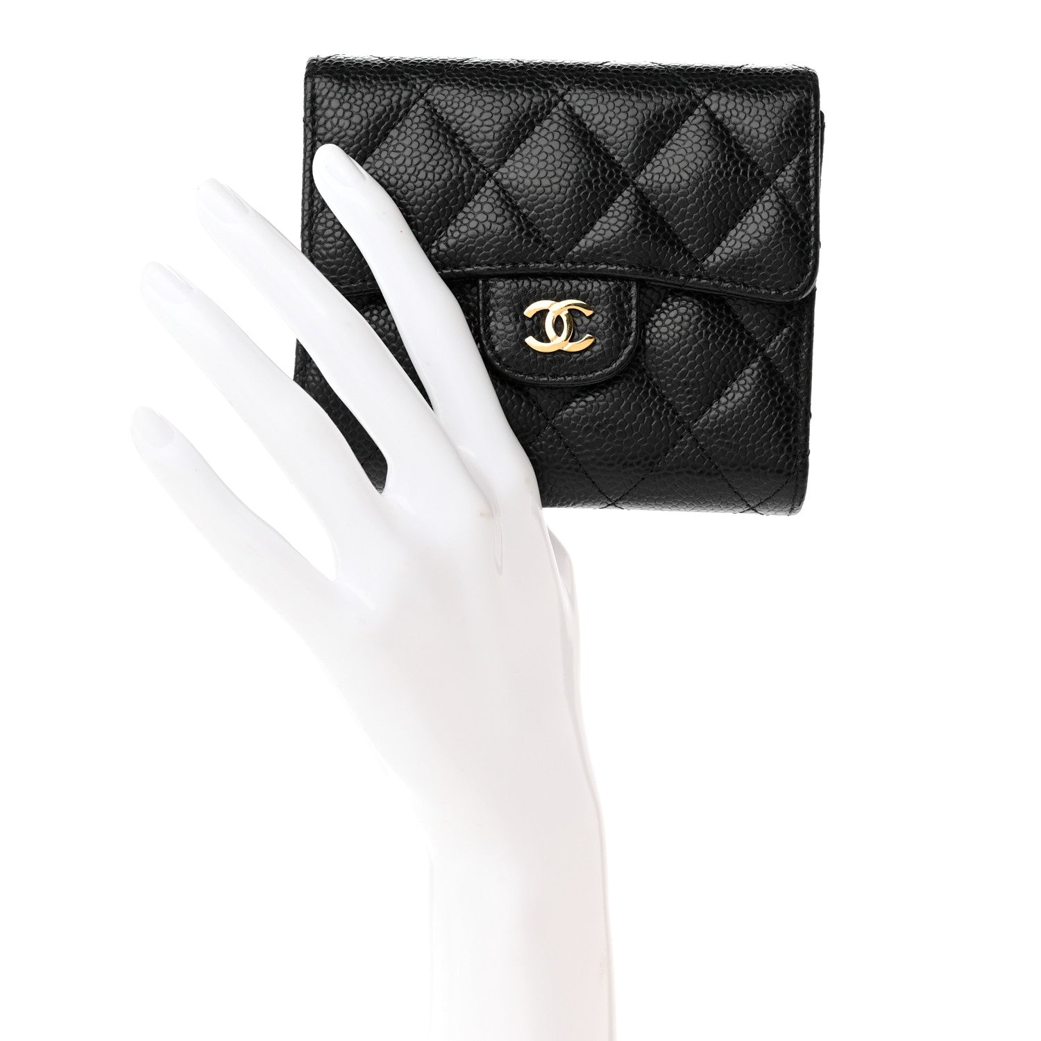 Chanel Caviar Quilted Compact Flap Wallet Black 2 of 12