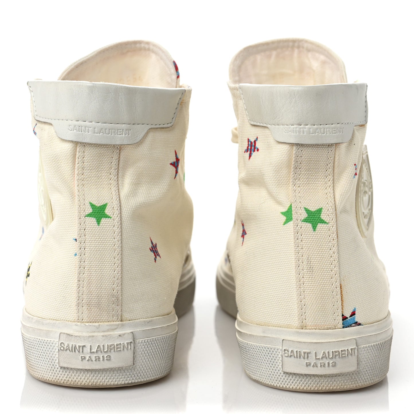 Canvas Fun-Star Print Bedford Hightop Sneakers 41 Cream