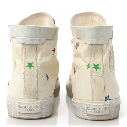 Saint Laurent Canvas Fun-Star Print Bedford Hightop Sneakers 41 Cream 5 of 15