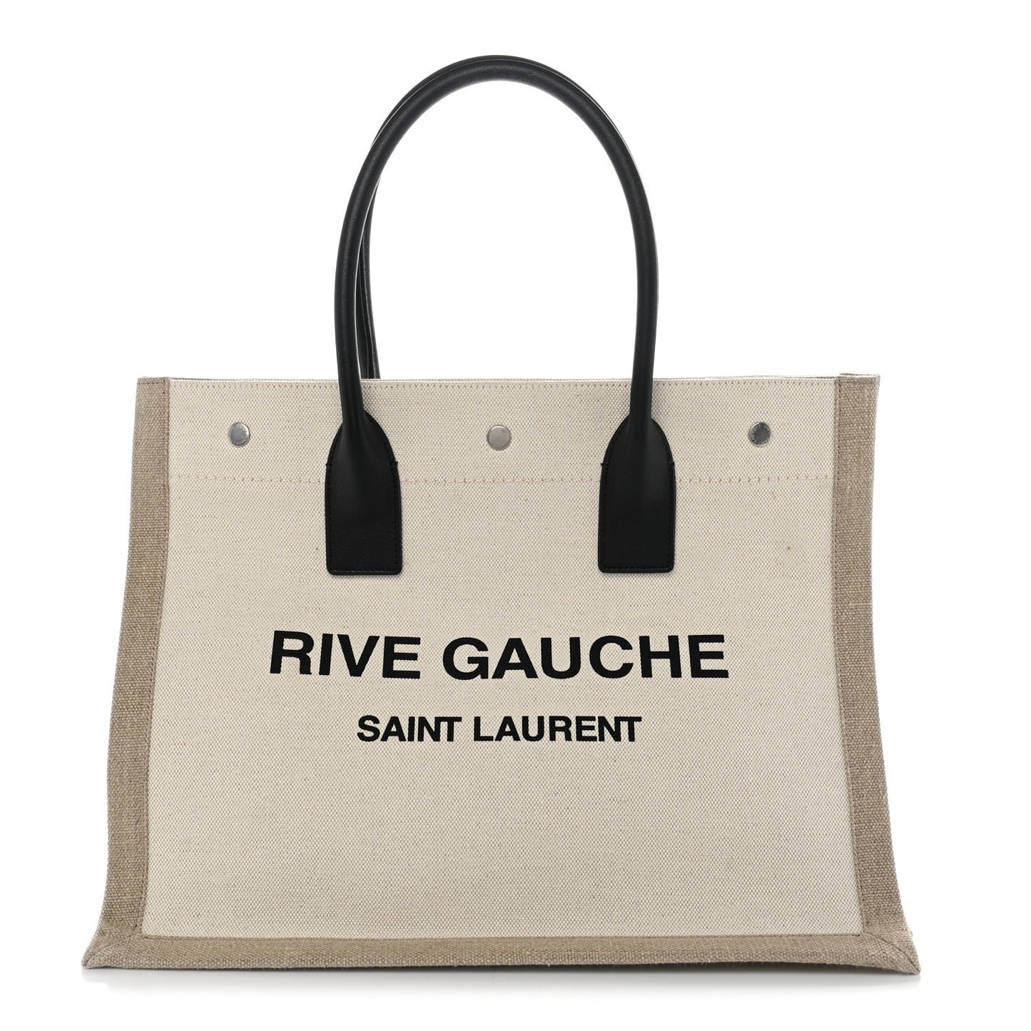 Linen Calfskin Small Rive Gauche Tote Greggio Natural