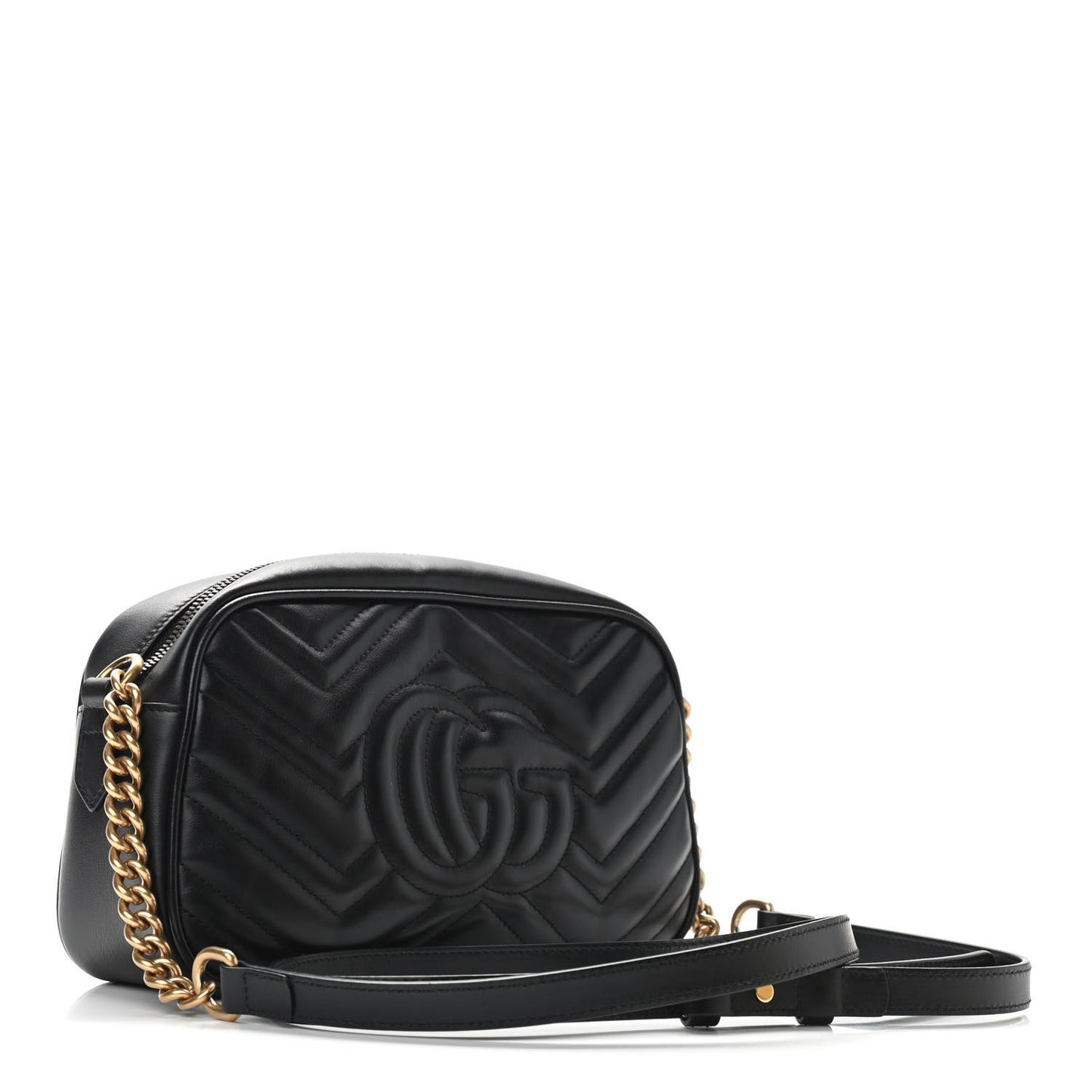 Calfskin Matelasse Small GG Marmont Chain Shoulder Bag Black