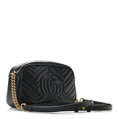 Gucci Calfskin Matelasse Small GG Marmont Chain Shoulder Bag Black 3 of 11
