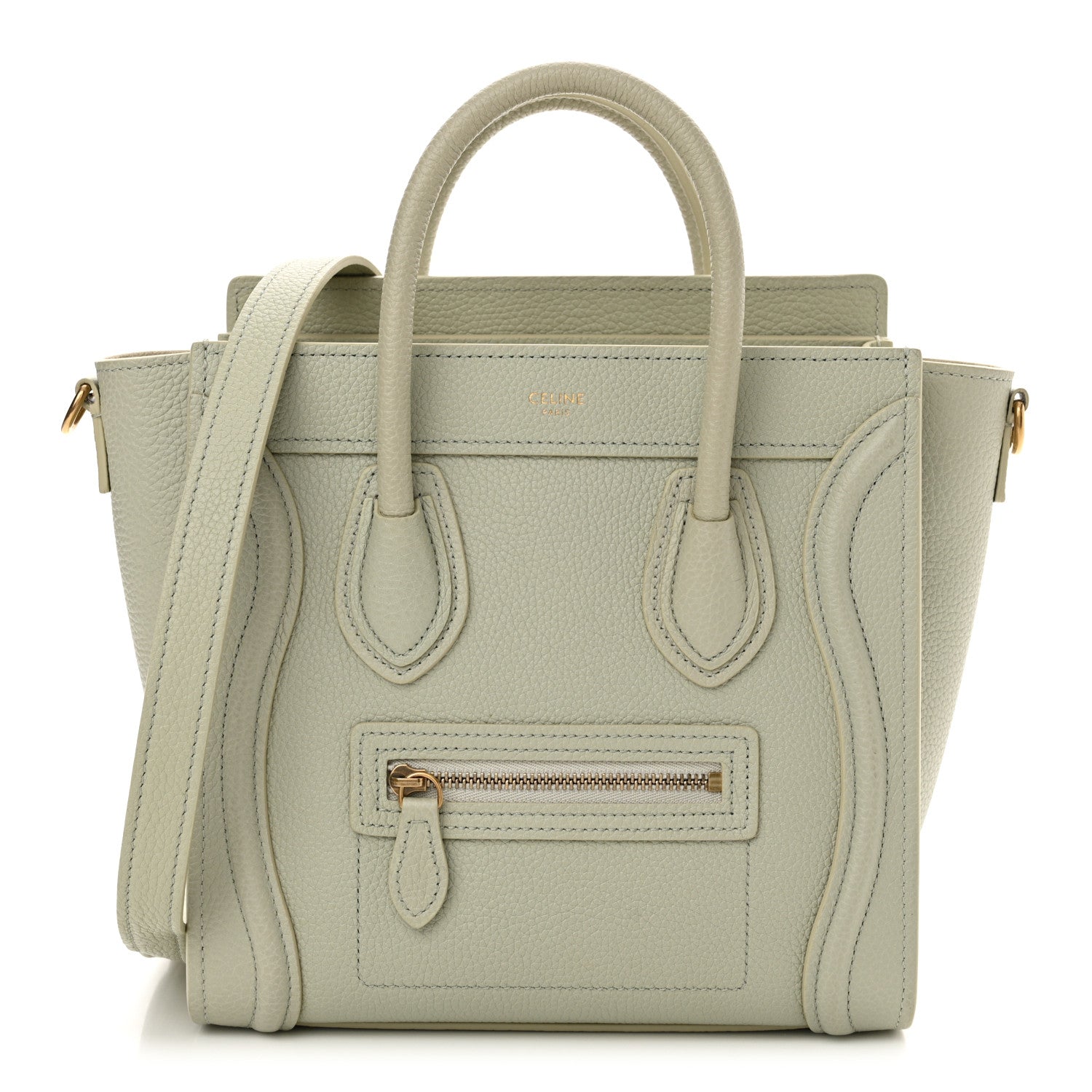 Celine Drummed Calfskin Nano Luggage Vert D'eau 1 of 11