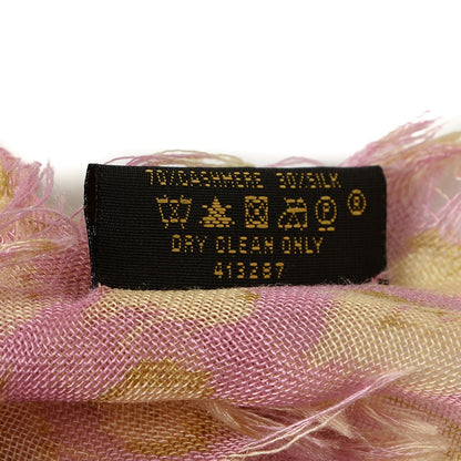 Louis Vuitton Cashmere Silk Mongram Ikat Stole Rose 4 of 8