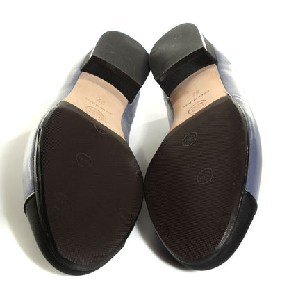 Chanel Lambskin Grosgrain Cap Toe Ballerina Flats 37 Purple Black 5 of 8