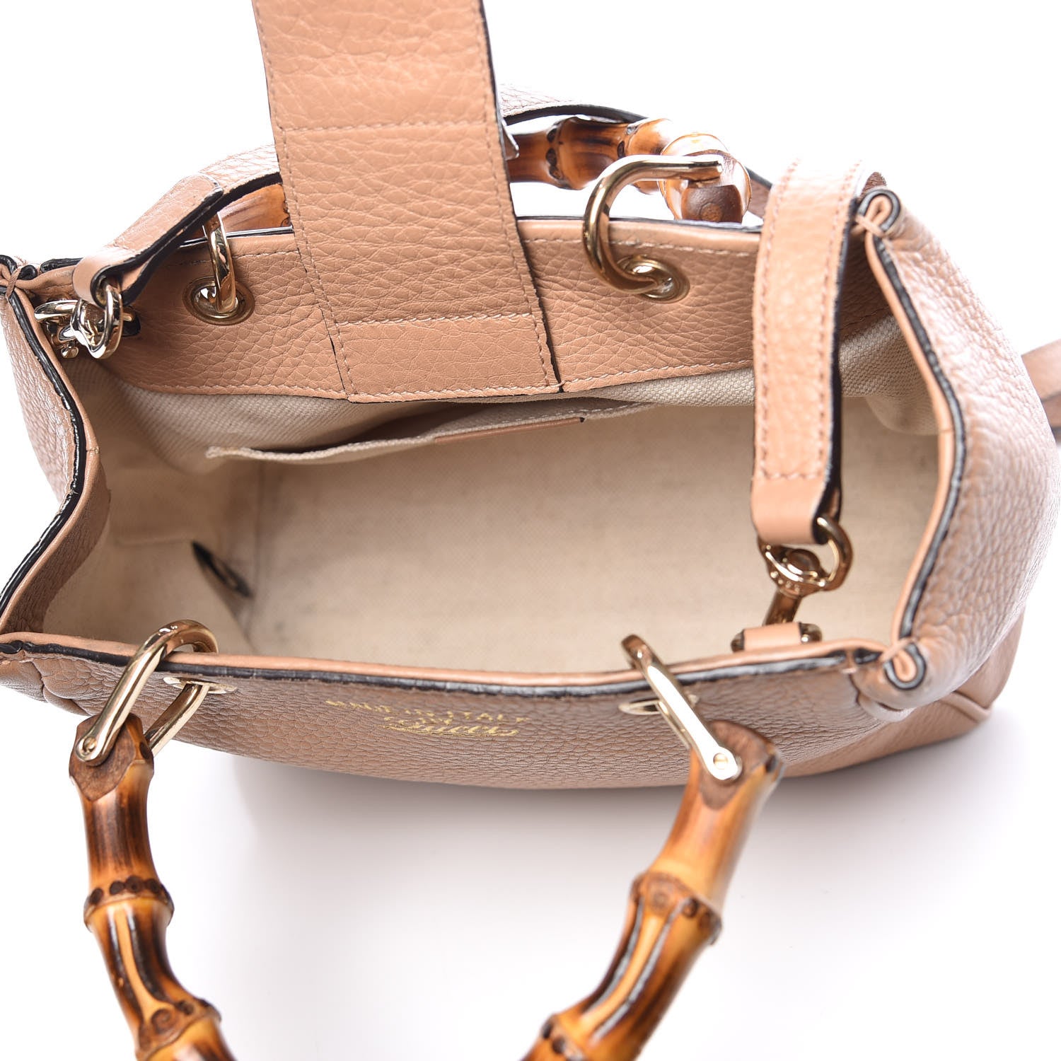 Gucci Cellarius Calfskin Mini Bamboo Shopper Tote Camelia 5 of 9